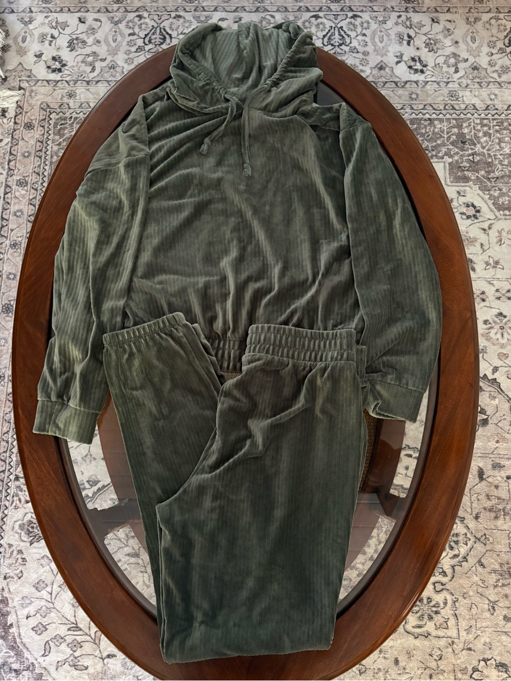 No Boundaries Olive Green Velour Hoodie & Joggers Set